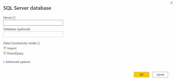 enter the sql server name and database name Image showing where to add teh SQL server and Database names