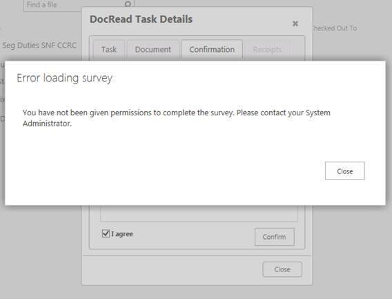 Image showing the error loading survey message