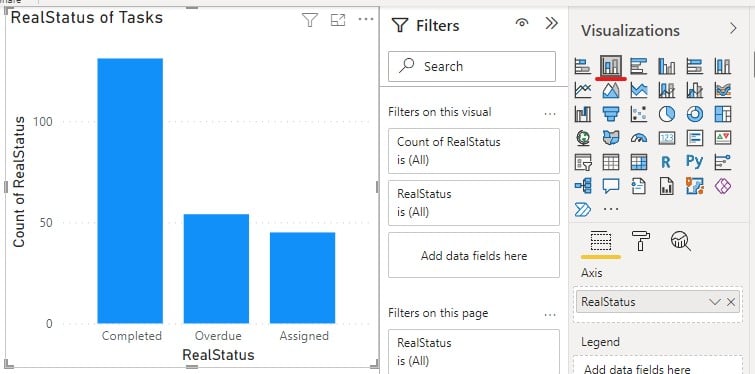 image highlighting the stacked column chart visualization