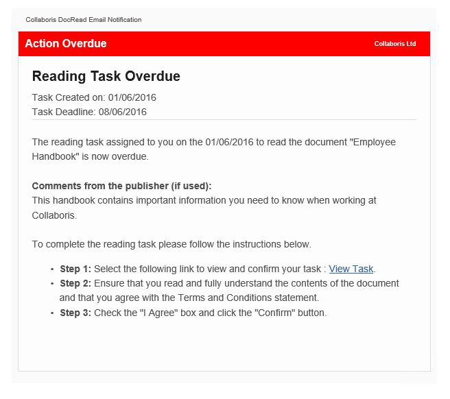 Image showing the DocRead overdue email