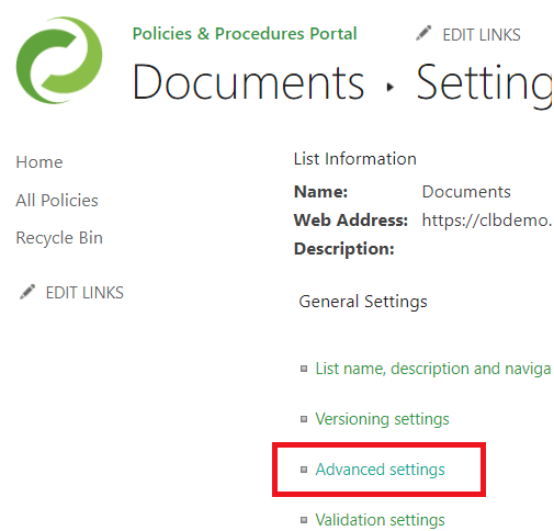 advanced settings advanced settings option