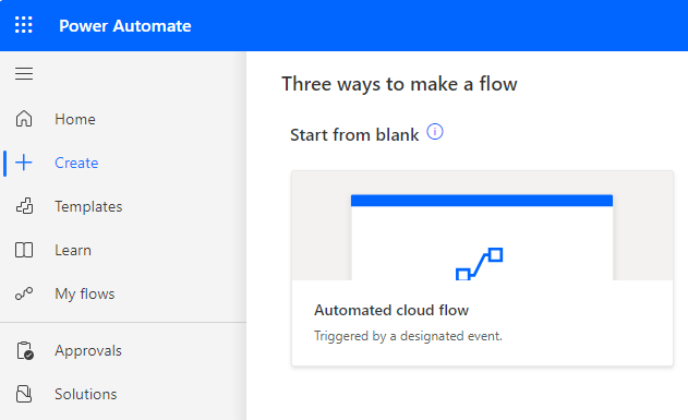 create an automated cloud flow image showing how to create an automated workflow
