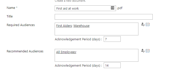 Screenshot of how to target users to Documents with DocRead