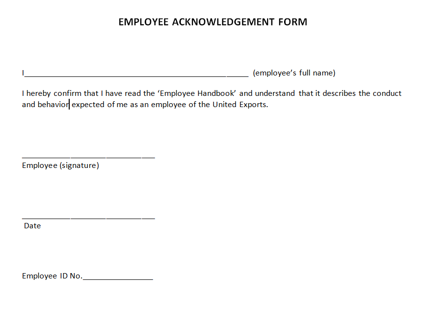 employee-acknowledgement-form old fashioned employee acknowledgement form