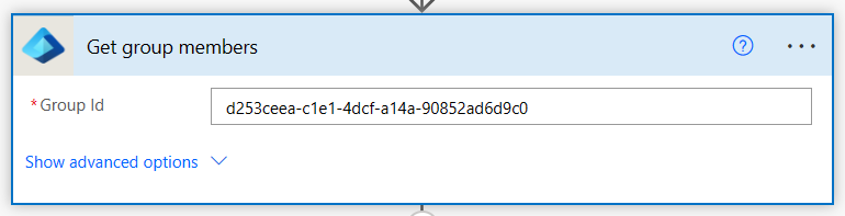 entra get group members image showing the Group Id entry