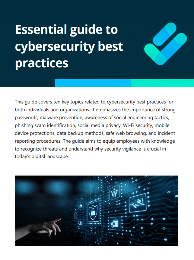 Essential guide to cybersecurity best practice cover picture image showing the cover page to the essential guide to cybersecurity best practice guide
