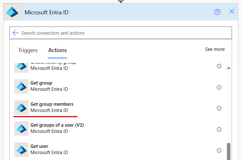 get group members image showing the Get group members option