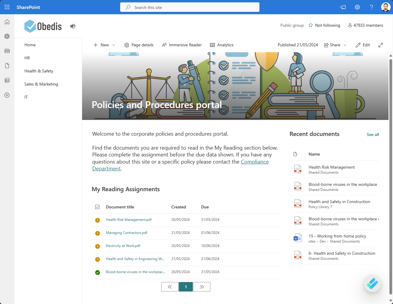Image showing an example of a policies and procedures portal