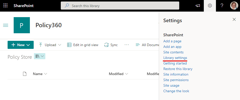 library settings Image showing the Library settings option