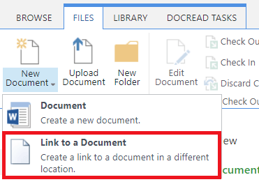 new document link to a document option